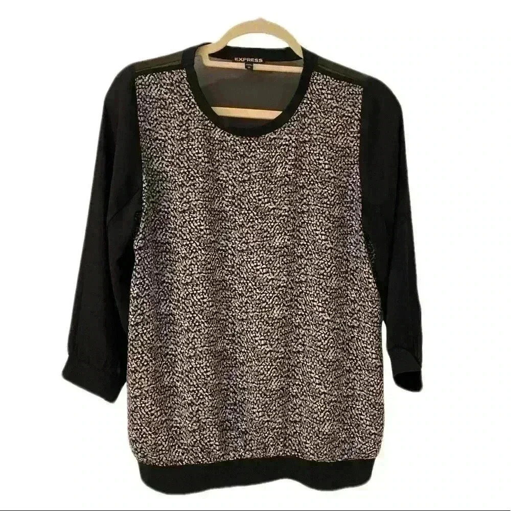 Express Sheer Black Crew Neck Blouse